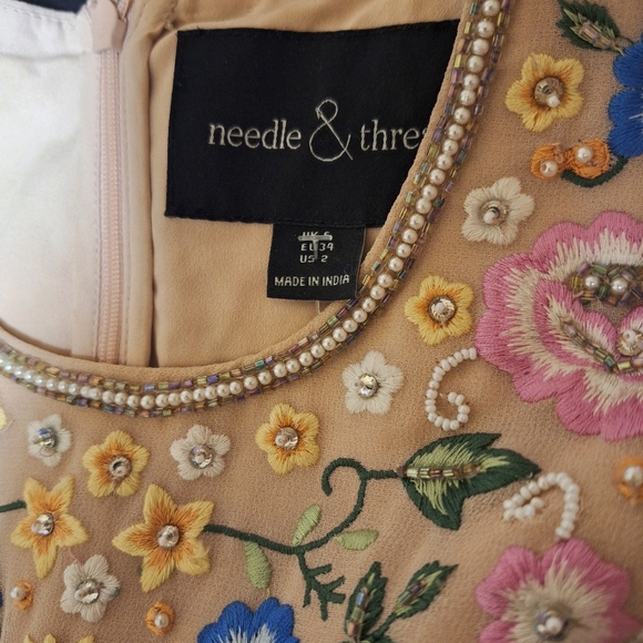 Needle & Thread fully beaded embroidered floral sleeveless shift mini dress 2 - Picture 13 of 13